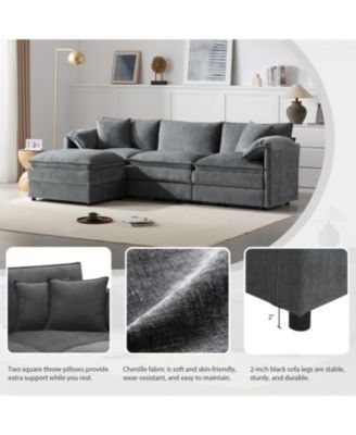 Chenille Modular Sectional Sofa with Ottoman