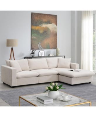  Modern Sectional Sofa, Cloud Couch with Ottoman