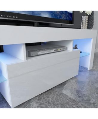 Modern LED TV Stand with Flip Door and High Gloss Finish