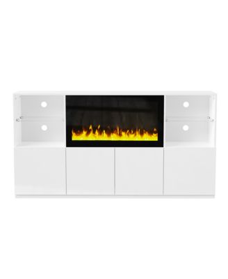 Modern TV Stand with Electric Fireplace & LED Light