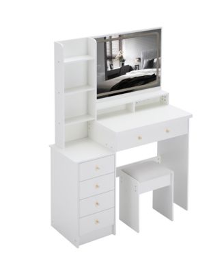 Large Vanity Table with Charging Station and LED Mirror (41)