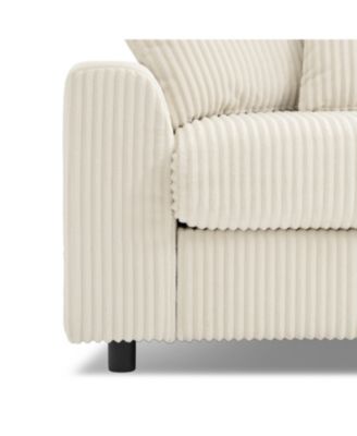 Streamdale Corduroy Sectional Sofa with Bluetooth, Console, USB Charger, Storage, Ottoman