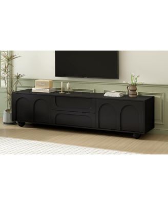 Arched Door TV Stand with Drawers for TVs up to 75", 5 Iron Legs