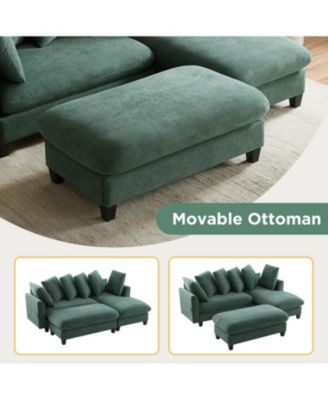 83" Sectional Sofa with Storage Ottoman & Pillows