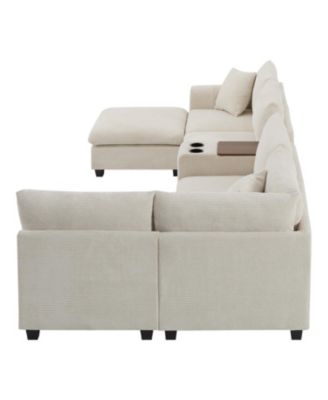 140" Modular Sectional Sofa w/ Ottoman Storage & USB