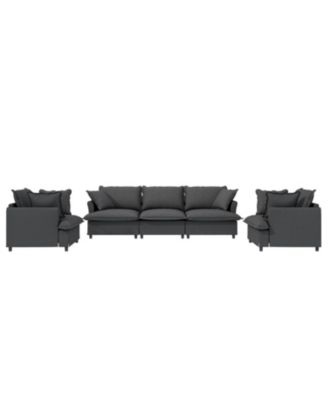 Chenille Sectional Sofa Set - 3 Seater Sofa & 2 Armchairs