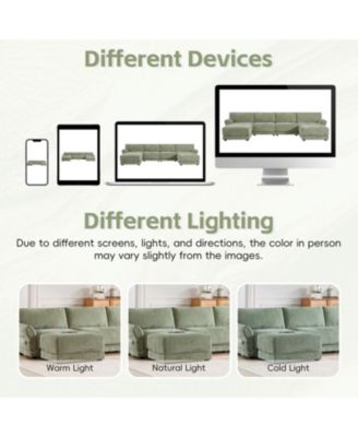 142" Modular U-Shape Sofa with USB Charger & Ottoman