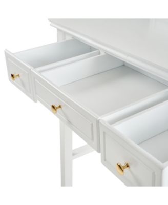 Compact Vanity Table with Reversible Mirror & Stool