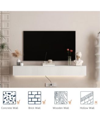 Floating TV Stand Wall Mounted LED 69" Modern Entertainment Center