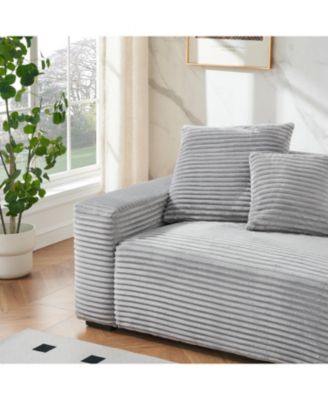 104" Grey Corduroy 4-Seat Sofa with Pillows