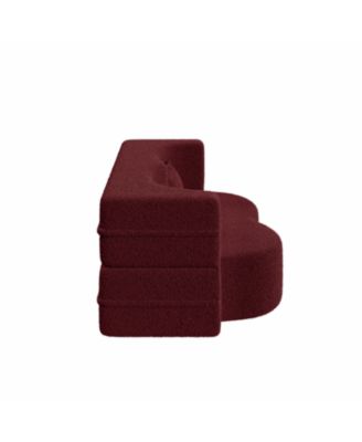 Teddy Fabric Convertible Sleeper Sofa Bed with 2 Pillows - Burgundy