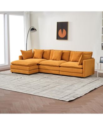 Chenille Cloud Modular Sofa (Orange 110" L-Shape)