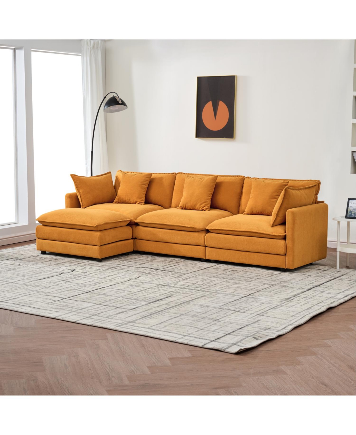 Streamdale Furniture Chenille Cloud Modular Sofa (Orange 110" L-Shape)