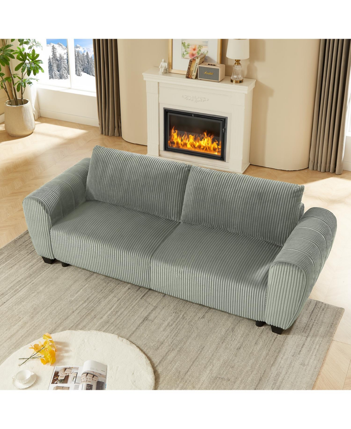 Streamdale Furniture Corduroy Sleeper Sofa with Storage