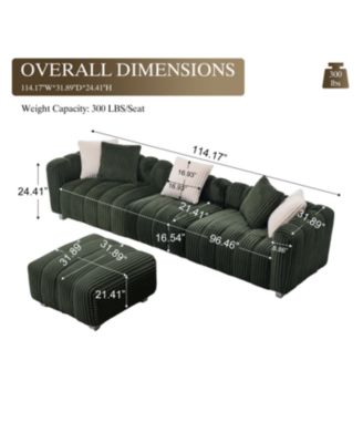 114" Corduroy Sofa with Ottoman