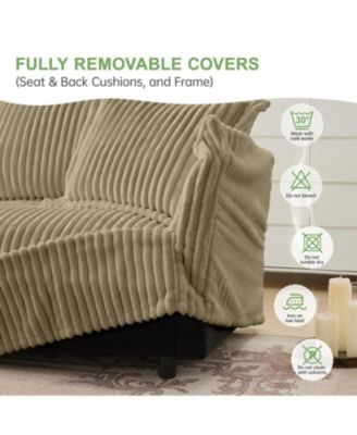 Slipcovered Sectional Sofa with Ottoman - Camel Corduroy