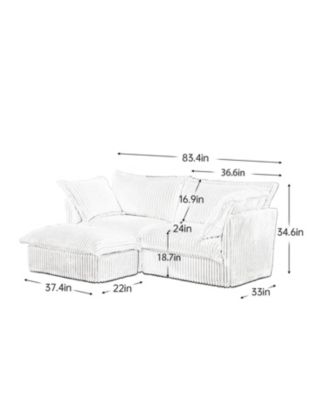 Slipcovered Sectional Sofa with Ottoman - Black Corduroy