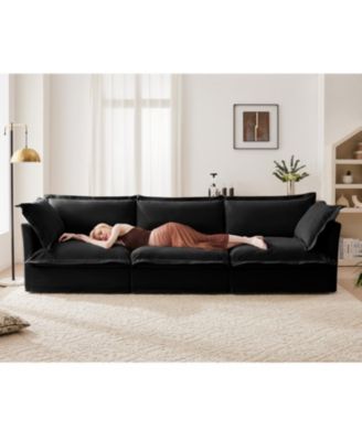 Chenille Fleece Deep Seat Sofa - Black