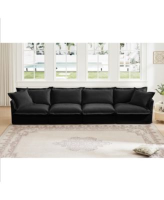 Slipcovered 4-Seater Extra Deep Chenille Sofa - Black