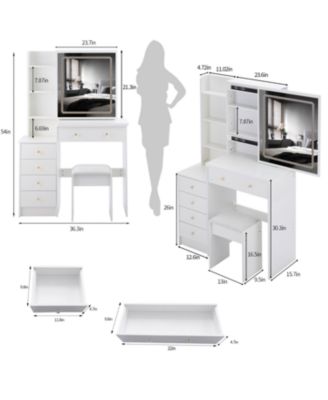 37" LED Mirror Vanity Table with Stool