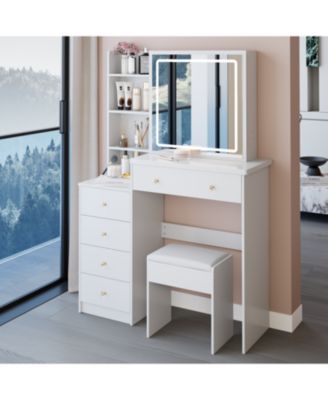 37" LED Mirror Vanity Table with Stool