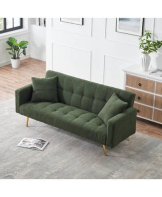 Green Teddy Fleece Sofa Bed with 2 Pillows
