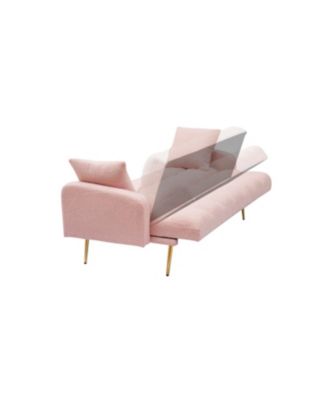 Pink 69" Sofa Bed with Adjustable Teddy Sofa