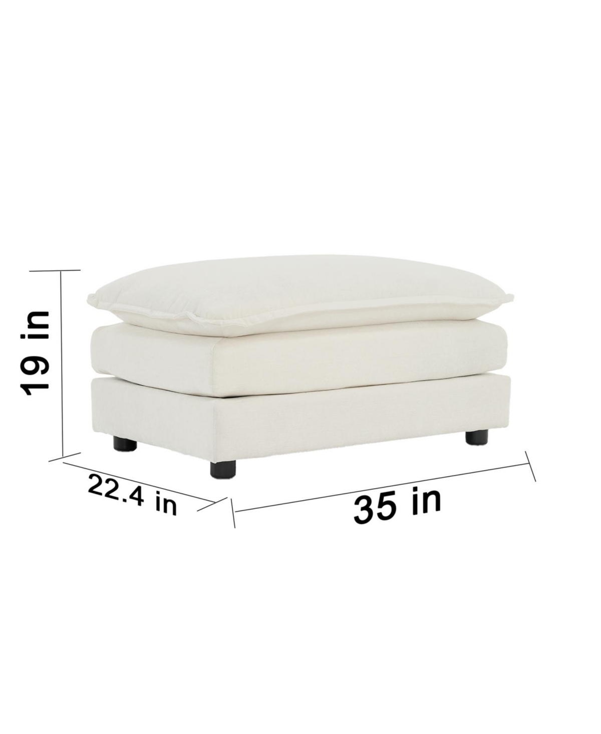 Streamdale Furniture Chenille Ottoman/Footrest - White Chenille