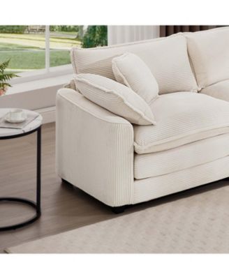 Corduroy Two-Seater Sofa with Ottoman