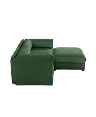 Green Chenille 2-Seater Sofa with Ottoman Storage