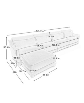 White Chenille 4-Seater Sofa with Ottoman