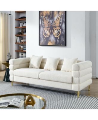 81" Oversized 3-Seater Sectional Sofa - White Teddy