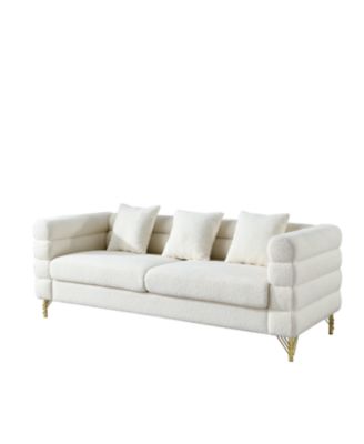 81" Oversized 3-Seater Sectional Sofa - White Teddy