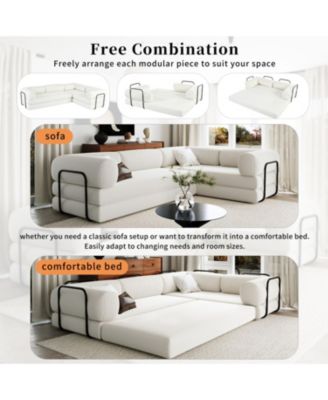  Corduroy L-Shaped Modular Sofa Bed