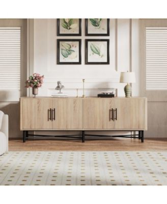   4-Door TV Cabinet with Adjustable Shelves