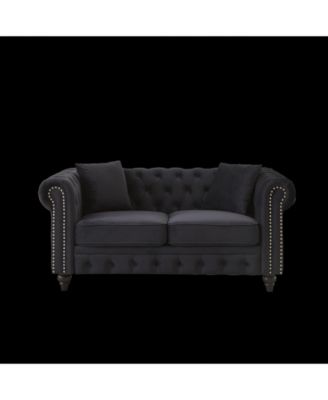 Modern Velvet Chesterfield Sofa with Nailhead Arms