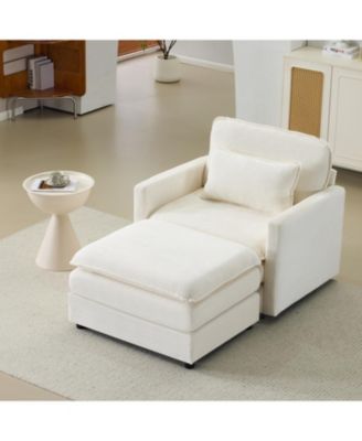  54" Plush Cloud Sofa with Ottoman & Cushions (Beige