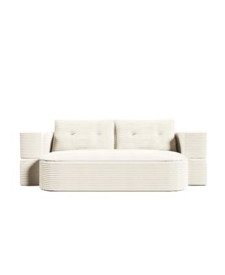 78.7" Foldable Corduroy Sofa Bed with Blanket & Pillows