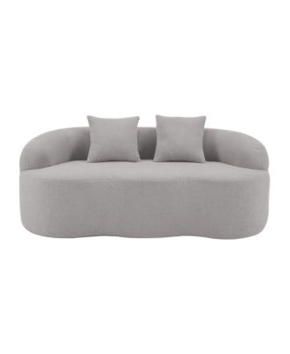 Curved Loveseat Sofa, Small Space Couch with 2 Pillows
