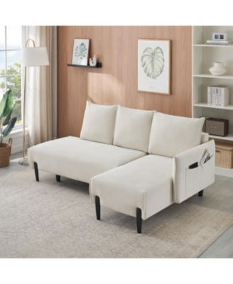 Corduroy Sofa with 3 Pillows