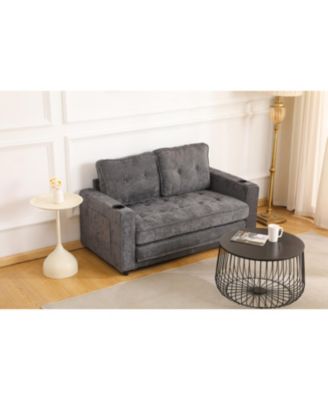 55" 3-Fold Sofa Bed - Convertible Futon Couch, Dark Gray