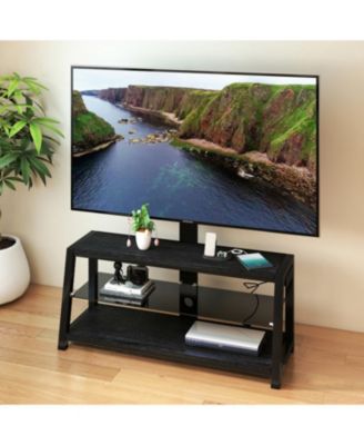 Wooden TV Stand with Mount & Tempered Glass