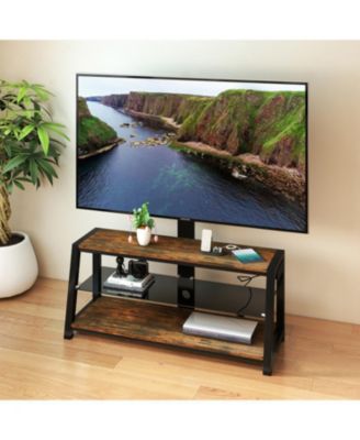 Wooden TV Stand with Mount, Swivel, Adjustable, Rustic Brown