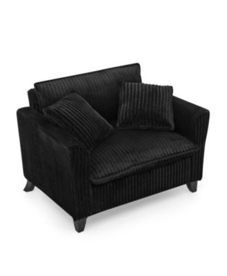 Black Corduroy Tufted Accent Chair