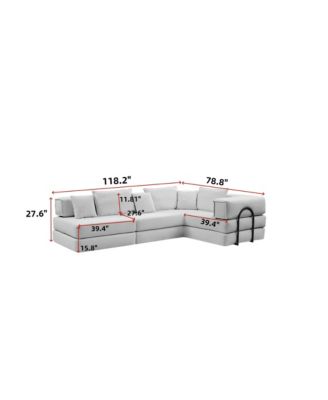Streamdale Oversized Modular Sectional Sofa Couch Set with 6 Pillows - White