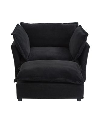  Cozy Black Armchair Sofa with Ottoman