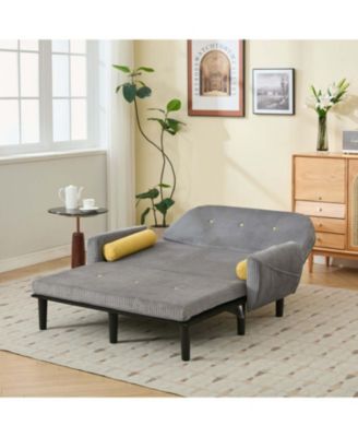 Corduroy Loveseat Sofa Bed with Storage & USB