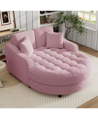 55" Modern Chaise Lounge Sofa Bed with Tufted Seat & Pillows