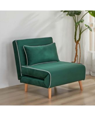 Velvet Sleeper Chair Bed - 3-Position Backrest, Pillow Included