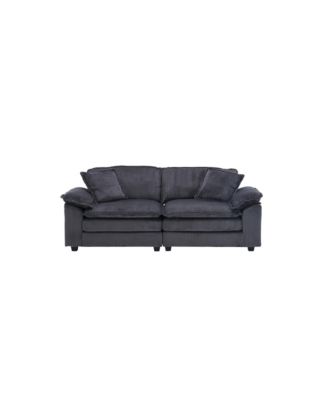 Corduroy 2-Seat Sofa w/ Pillows & Ottomans